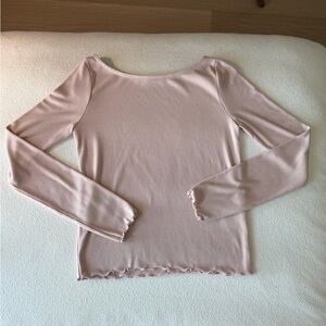 mars en avril boat neck long sleeve t-shirt - light pink